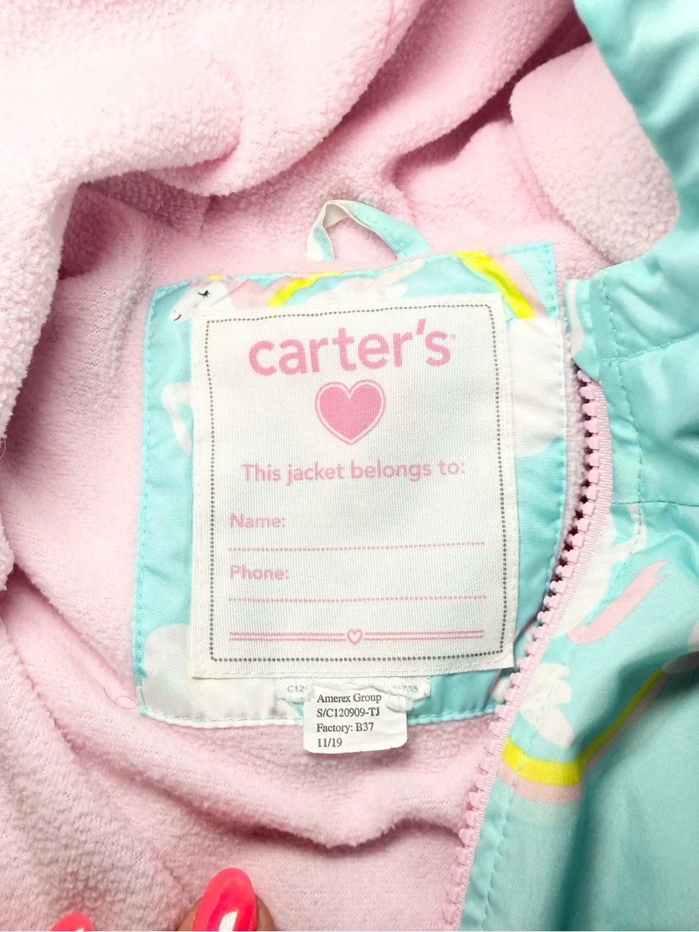 Carters size tag